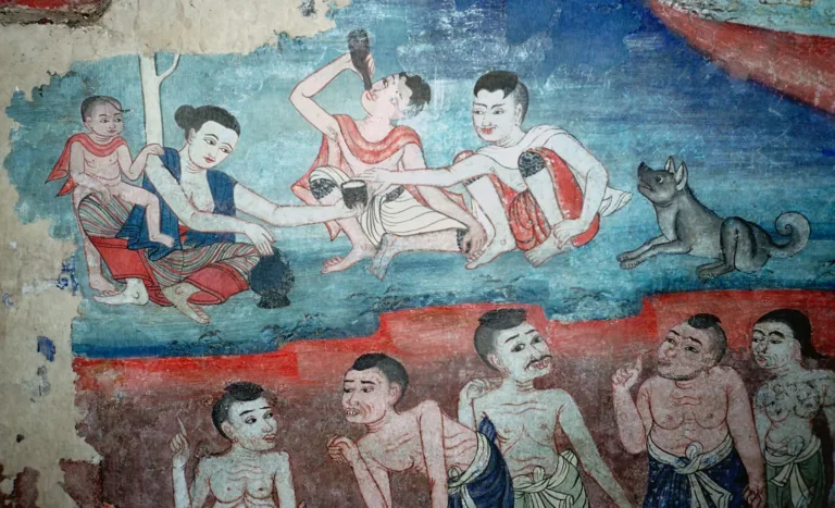 ภาพวิถีชาวบ้านในจิตรกรรม